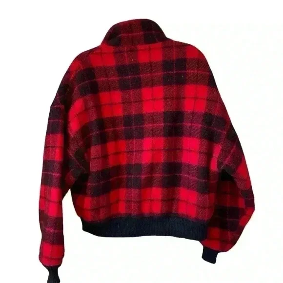 WOOLRICH 🐑 Vintage Plaid Bomber Jacket ❤️🖤❤️🖤 - Picture 7 of 15
